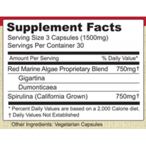Pure Planet Red Marine Algae Plus - 90 Capsules Supplement Facts