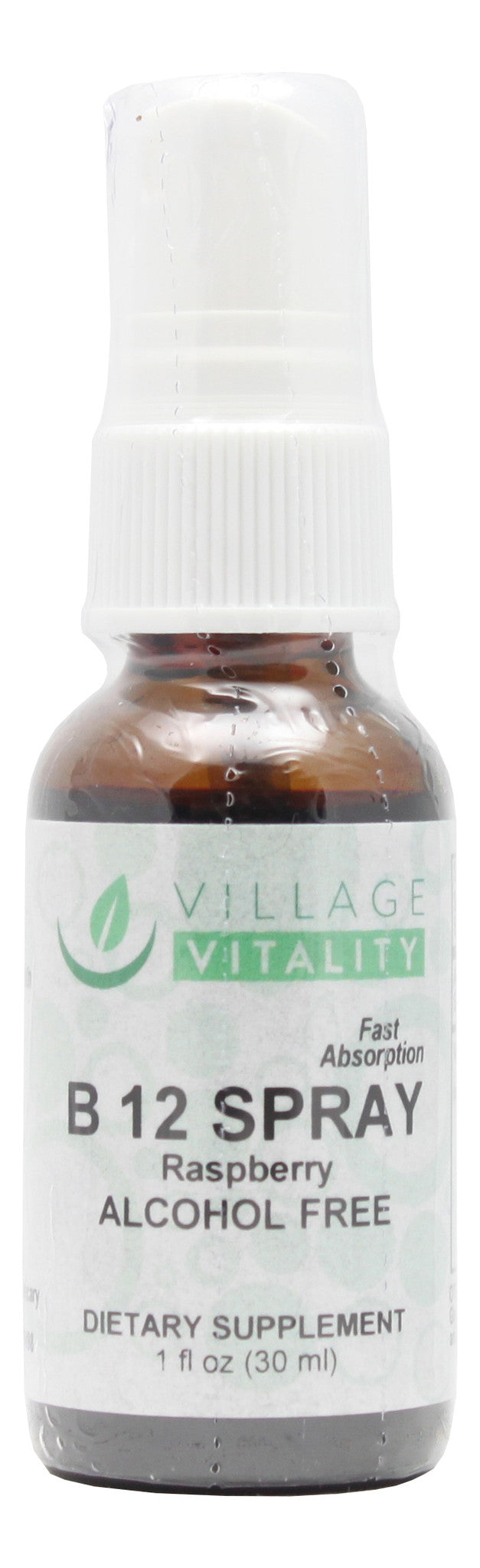 B12 Spray Liquid Raspberry Spray- Alcohol Free- 1 oz- Front