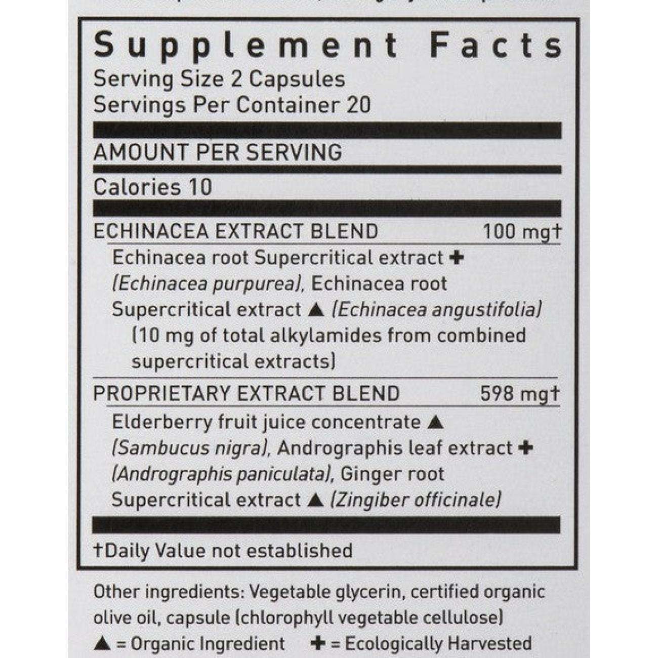 Gaia Quick Defense - 40 Capsules Supplement Facts