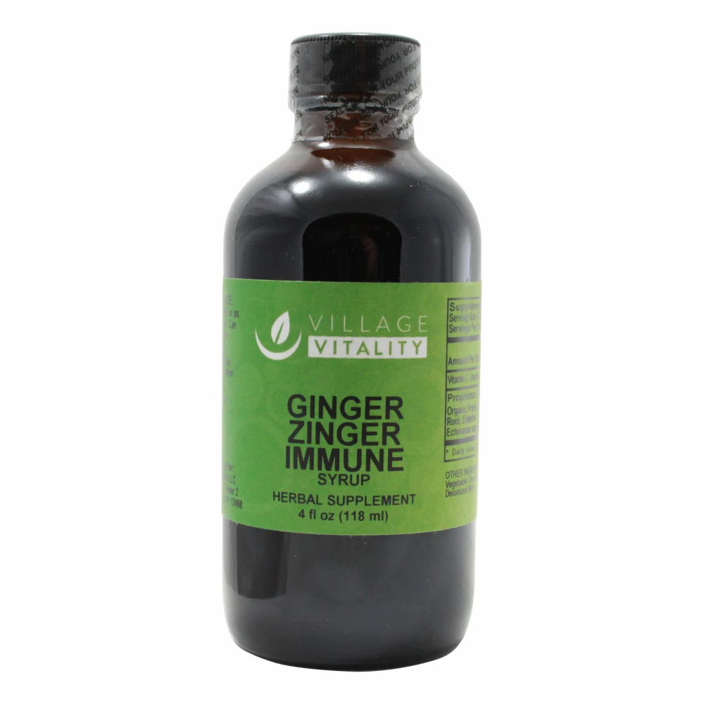 Ginger Zinger Immune Syrup - 4 oz Liquid Front
