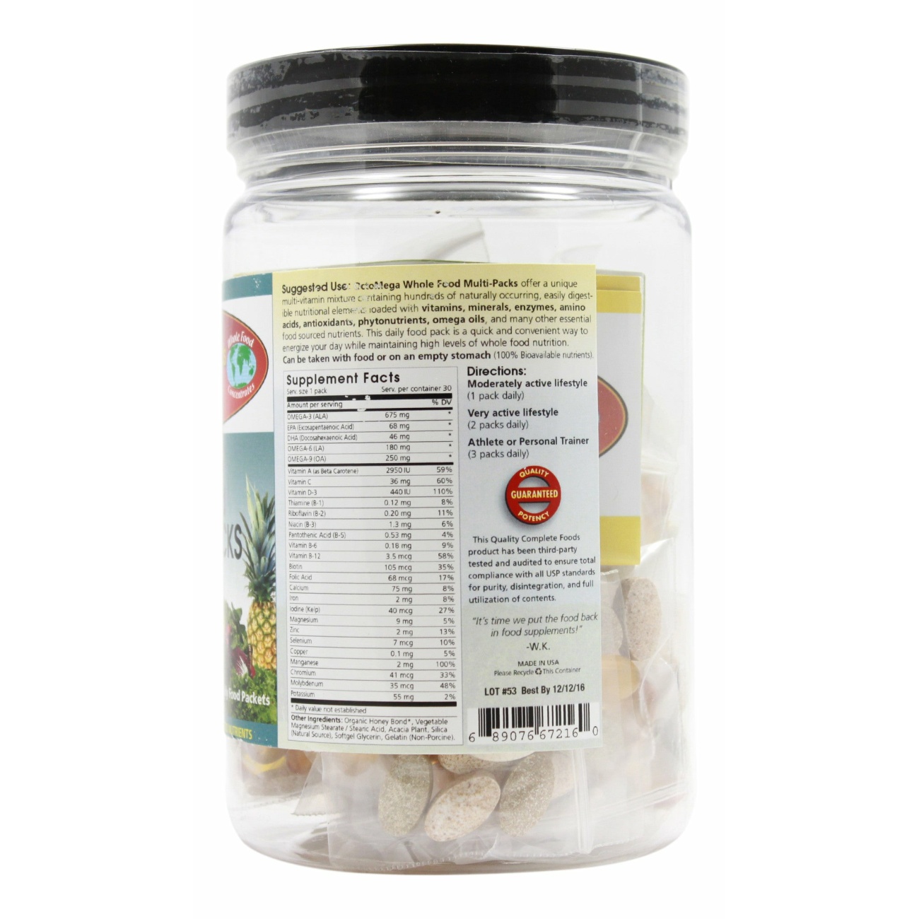 Whole Food Mult-Packs - 30 Packets Supplement Facts