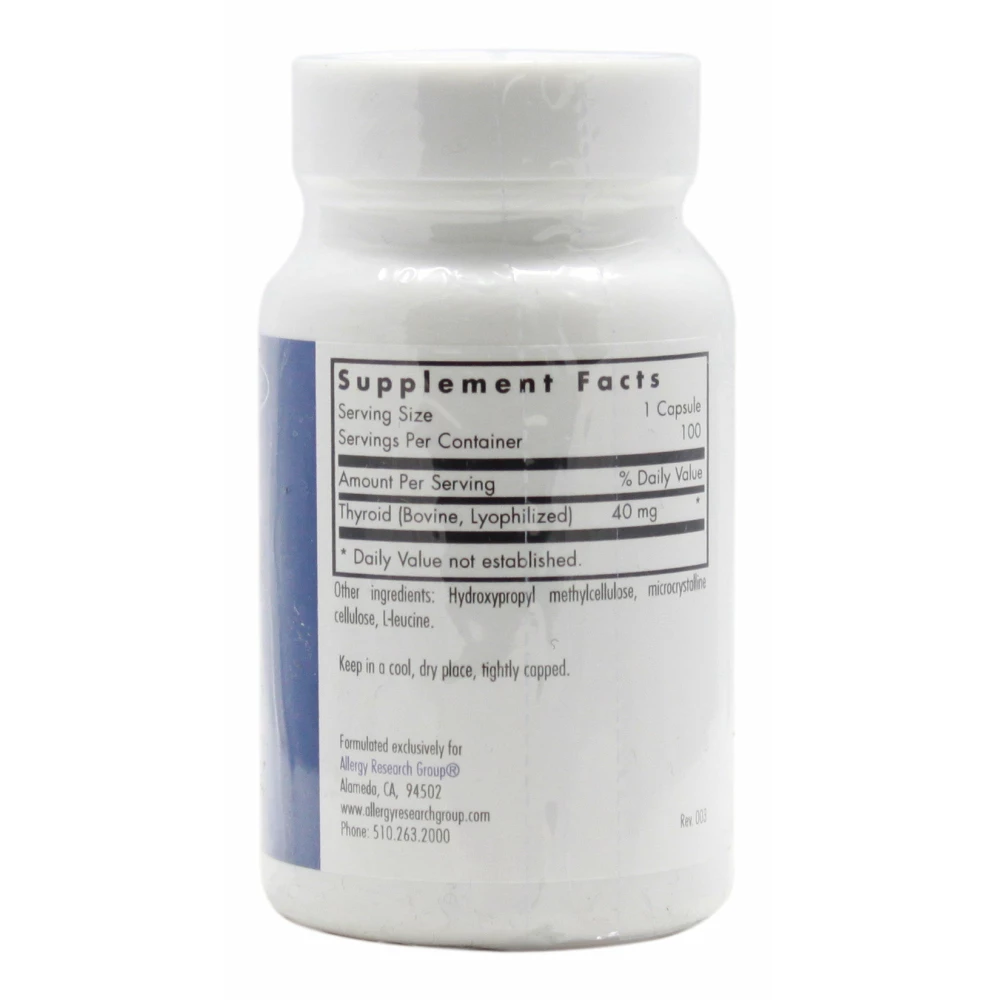 Thyroid Glandular - 100 Capsules - Supplement Facts