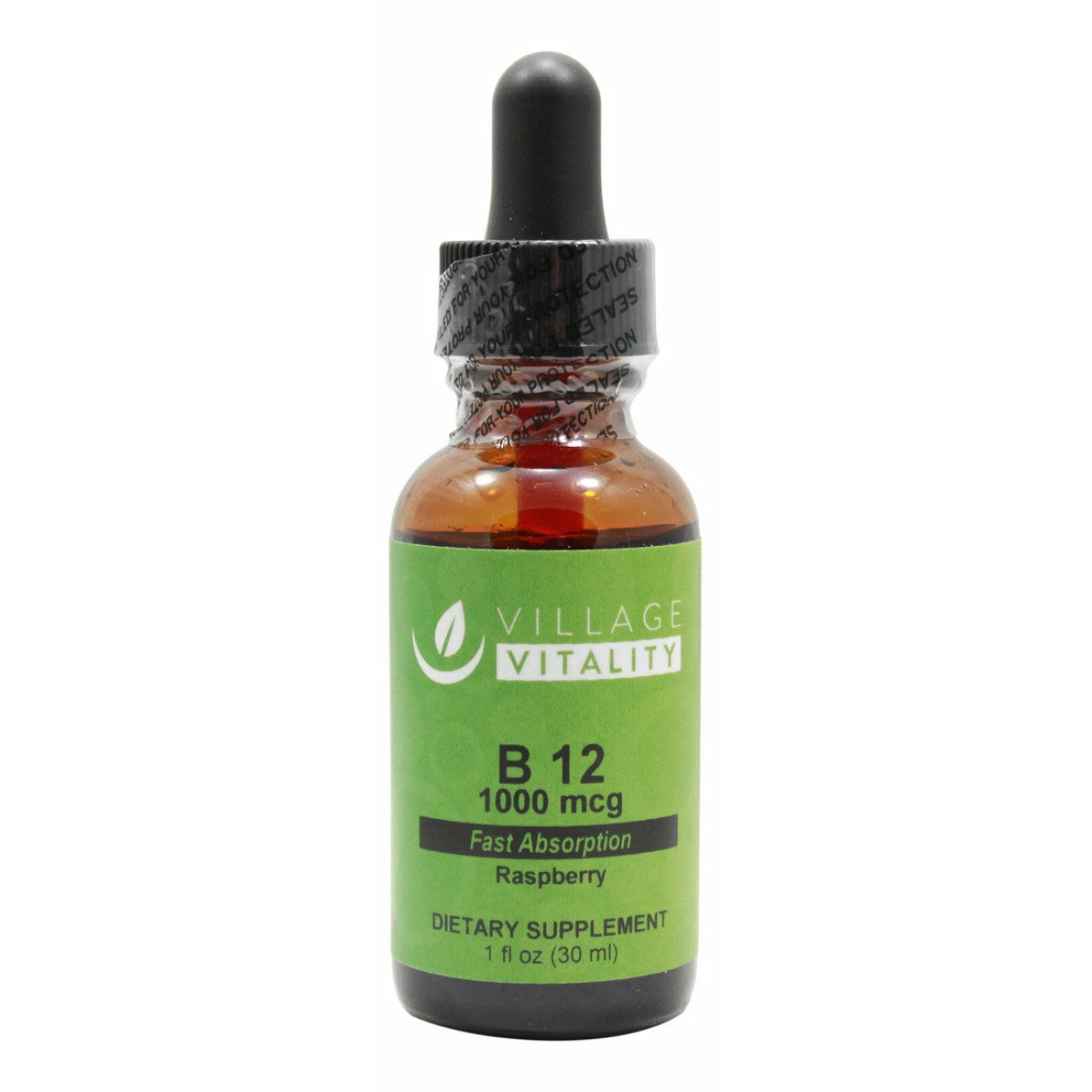 B12 1,000 mcg Liquid Raspberry- 1 oz- Front