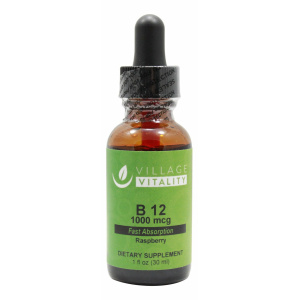 B12 1,000 mcg Liquid Raspberry- 1 oz- Front