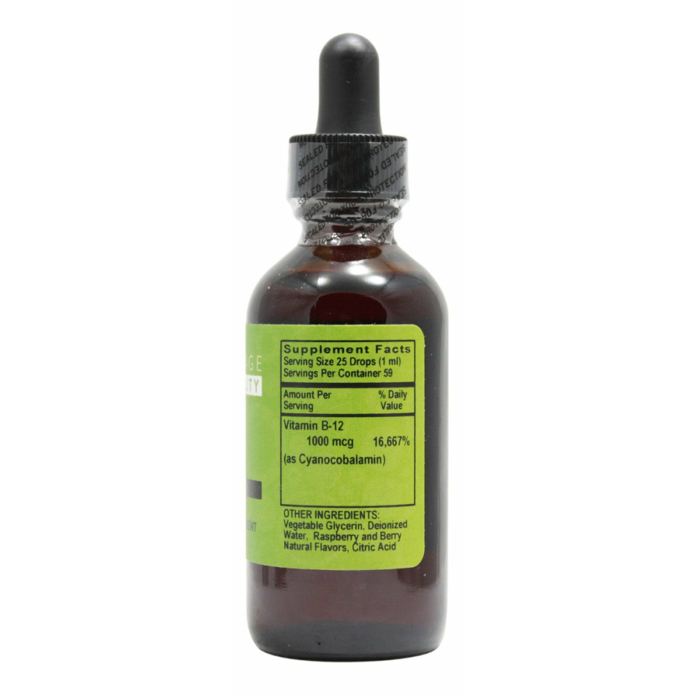 B12 1,000 mcg Liquid Raspberry- 2 oz- Supplement Facts