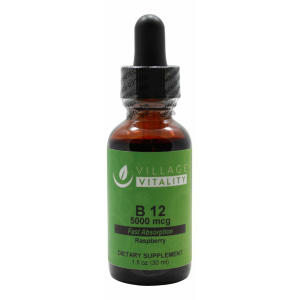 B12 5000 mcg Liquid Raspberry- 1 oz- Front