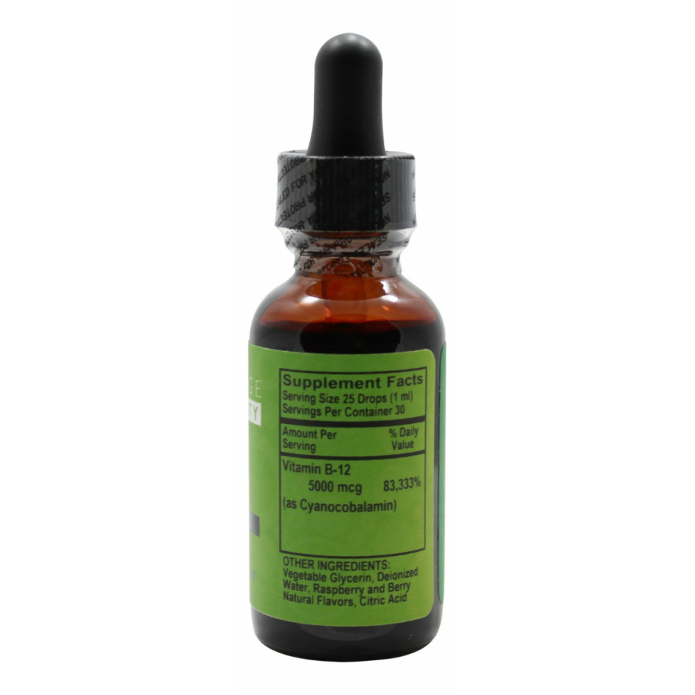B12 5000 mcg Liquid Raspberry- 1 oz- Supplement Facts
