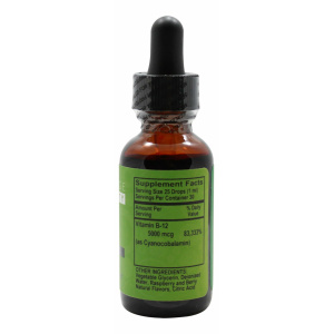 B12 5000 mcg Liquid Raspberry- 1 oz- Supplement Facts