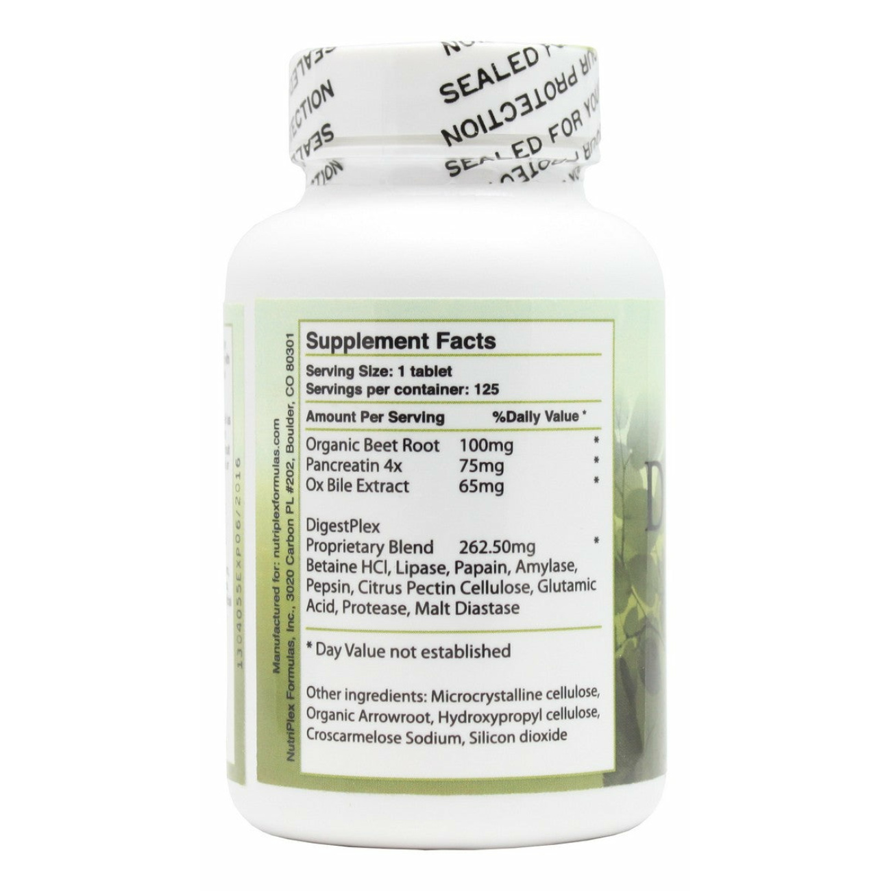 Digestplex - 125 Tablets - Supplement Facts