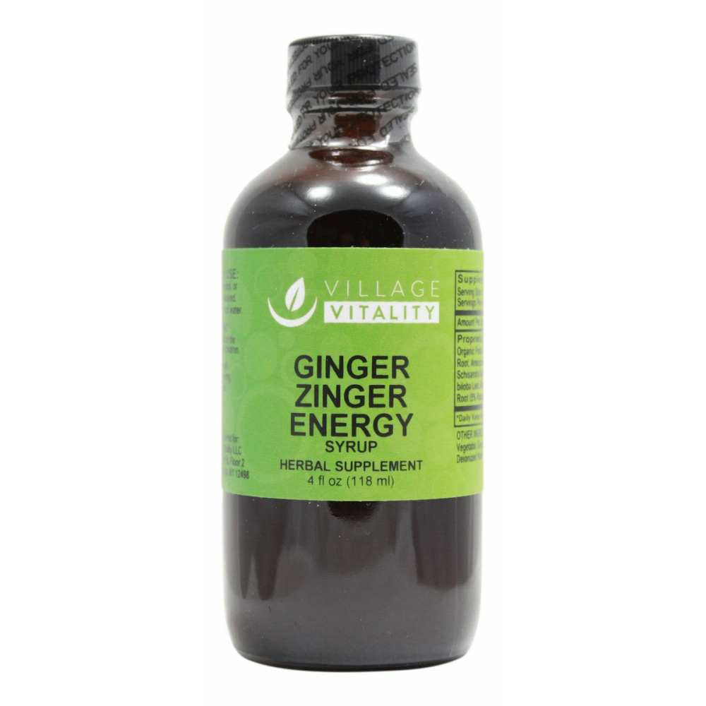 Ginger Zinger Energy Syrup - 4 oz Liquid - Front