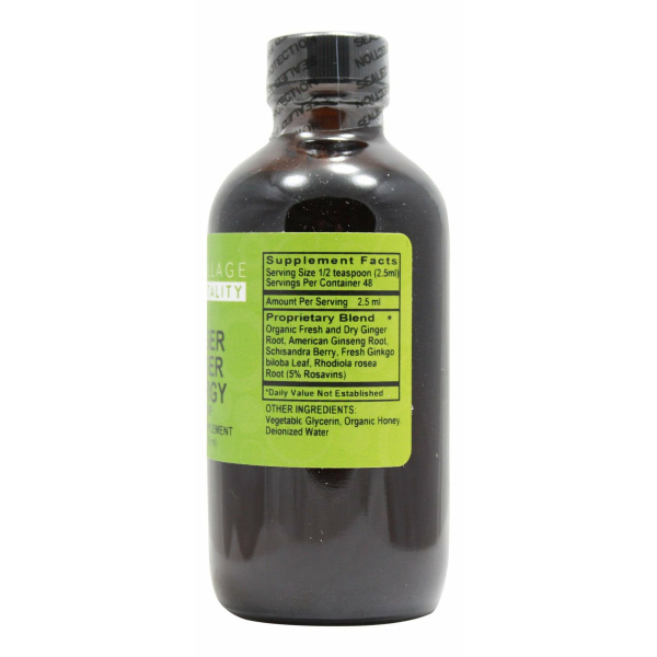 Ginger Zinger Energy Syrup - 4 oz Liquid - Supplement Facts