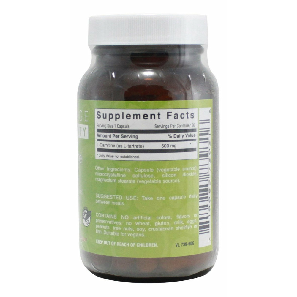 L-Carnitine 500 mg - 60 Capsules - Supplement Facts