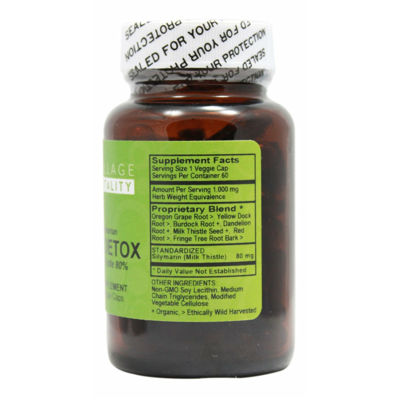 Liver Detox with Milk Thistle 80% - 60 Capsules - Supplement Facts