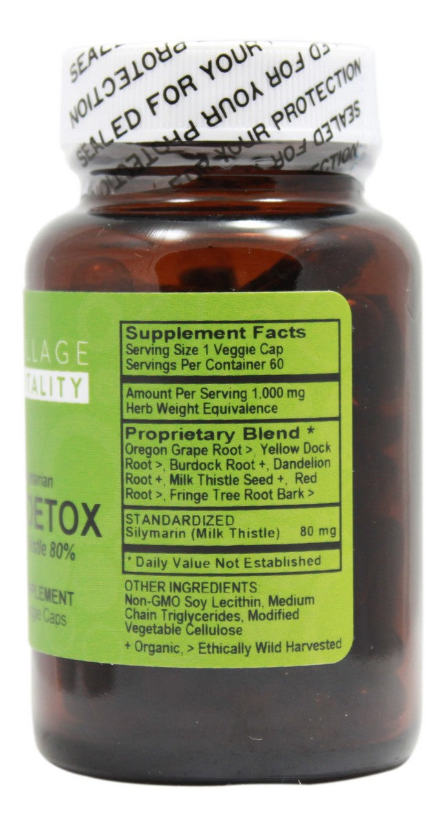 Liver Detox with Milk Thistle 80% - 60 Capsules - Supplement Facts