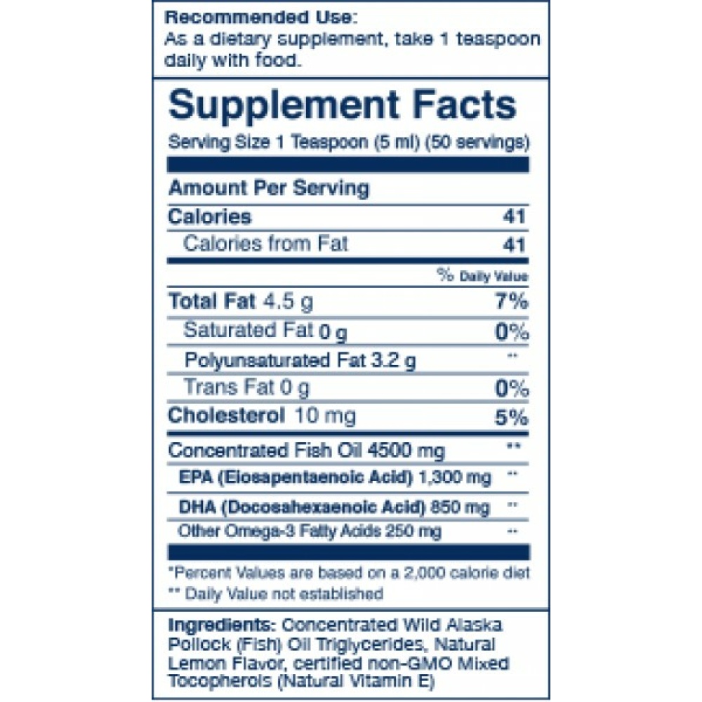 Peak Omega-3 Liquid - 8 oz - Supplement Facts