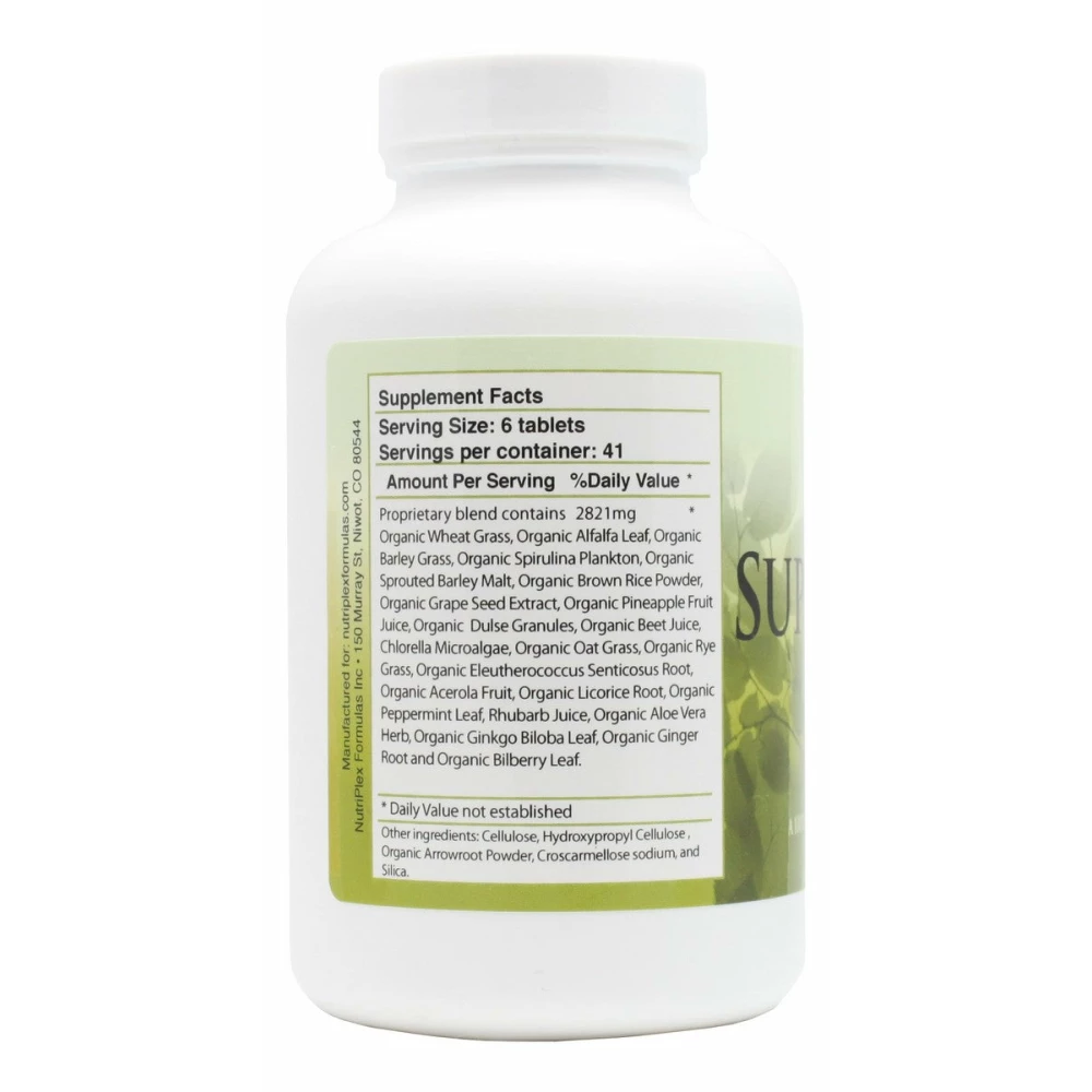 Super Greens - 250 Tablets - Supplement Facts