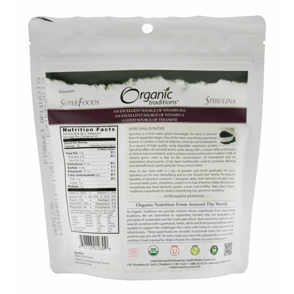 Spirulina Powder - 5.3 oz - Supplement Facts