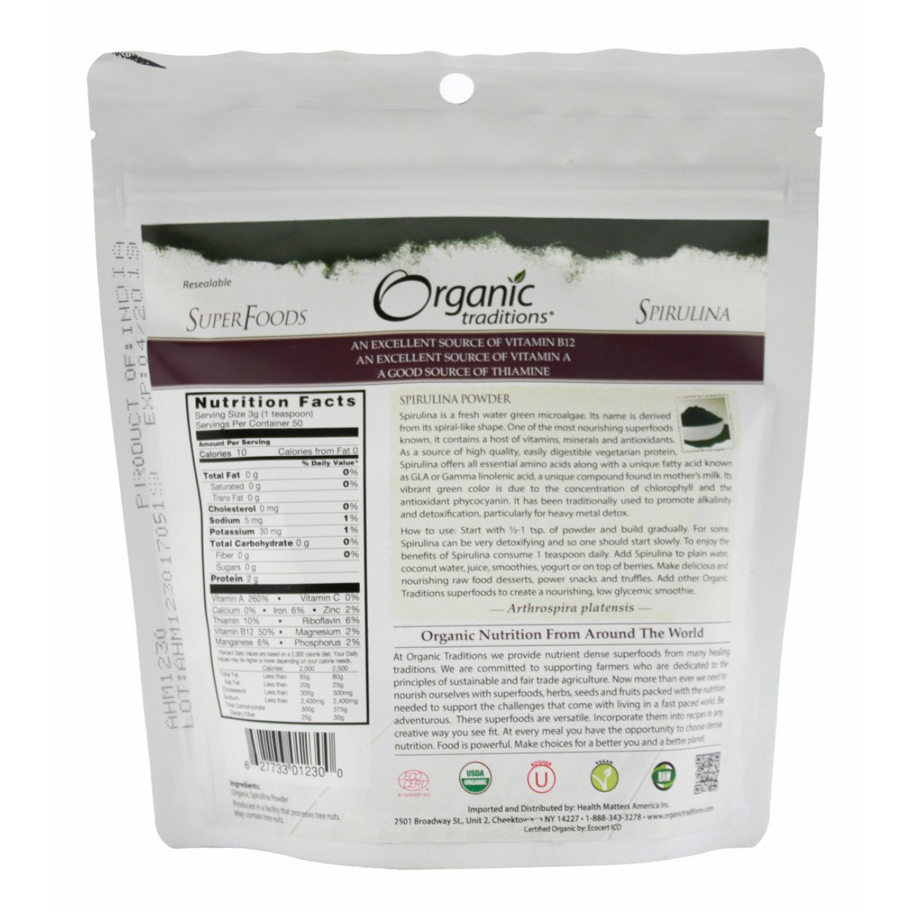 Spirulina Powder - 5.3 oz - Supplement Facts