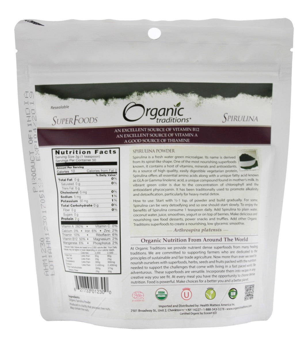 Spirulina Powder - 5.3 oz - Supplement Facts