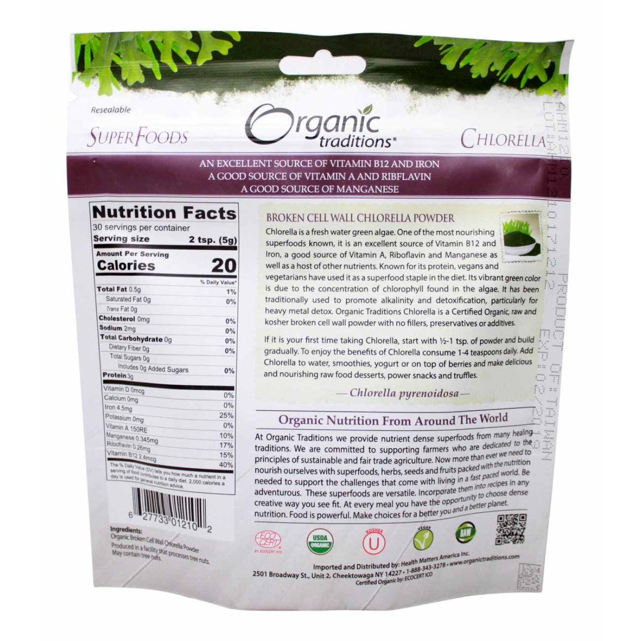Chlorella Powder - 5.3 oz - Supplement Facts