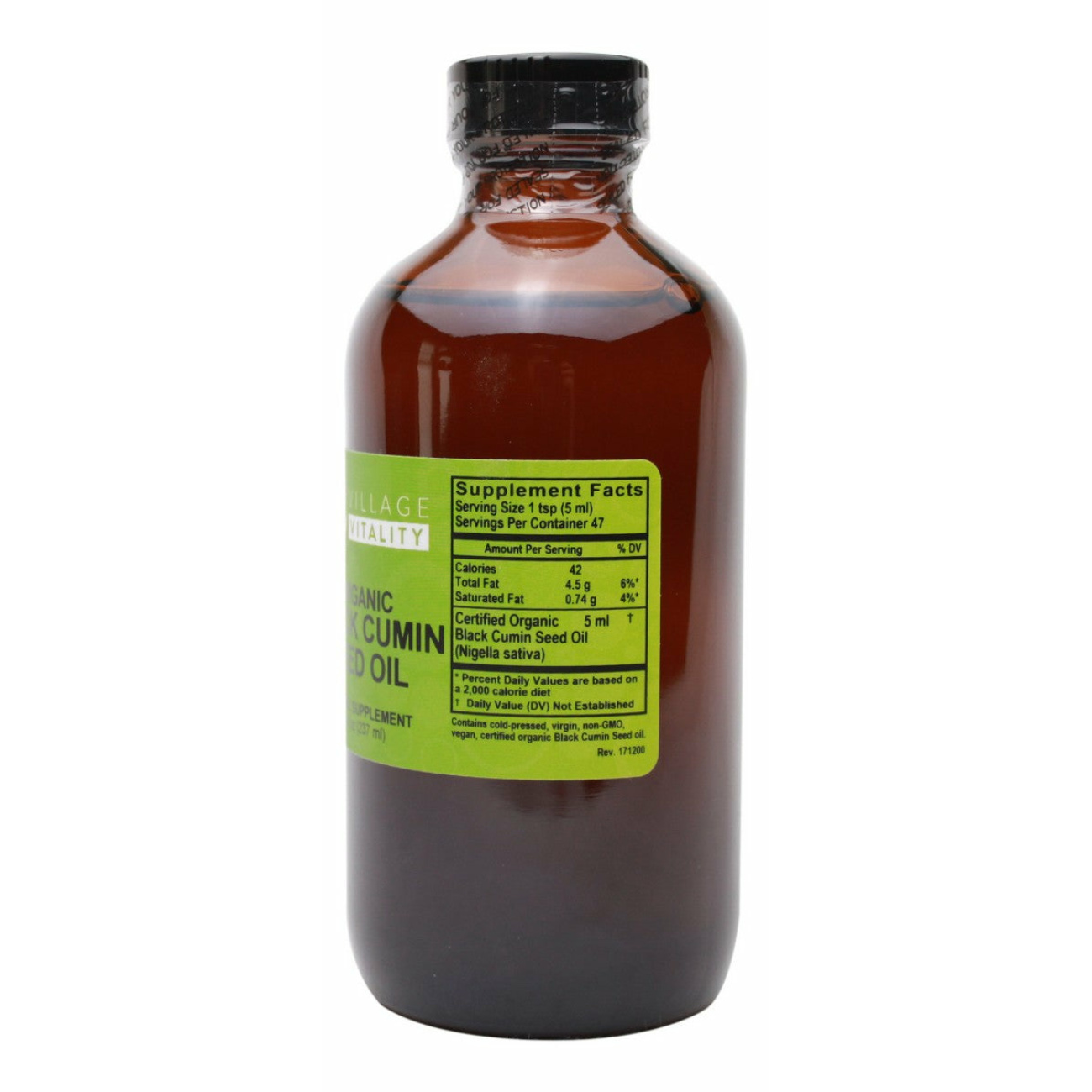 Organic Black Cumin Seed Oil - 8 oz - Supplement Facts