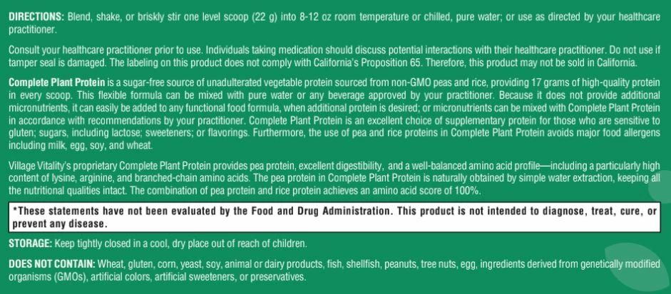 Complete Plant Protein - 10.37 oz Powder