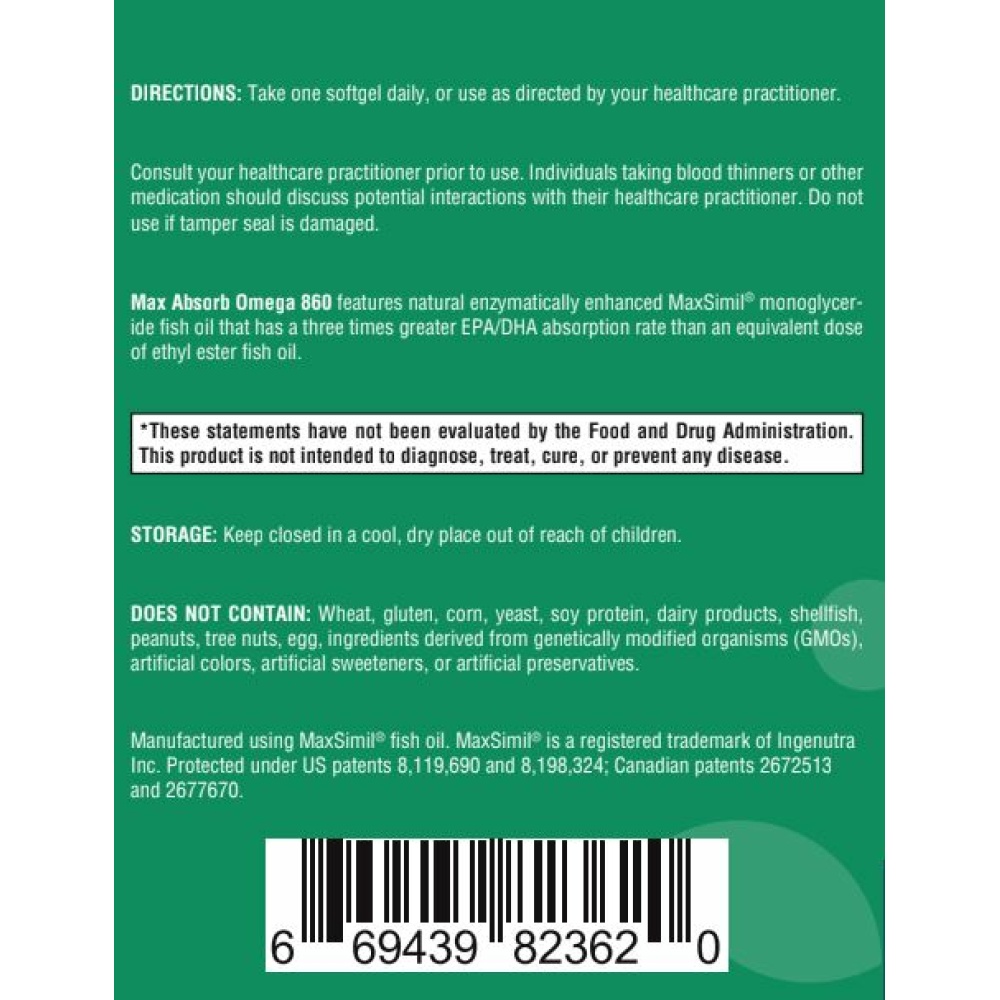 Max Absorb Omega 860 - 120 Softgels
