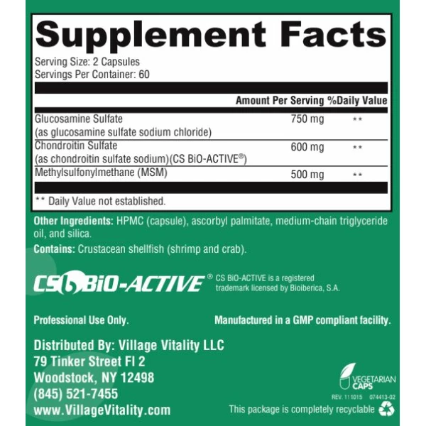 Vital Joint Series Ultra Pure Glucosamine Chondroitin MSM - 120 Capsules