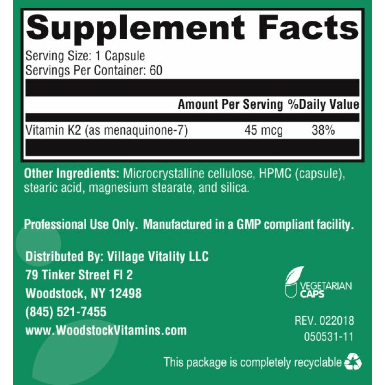Vitamin K2 - 60 Capsules