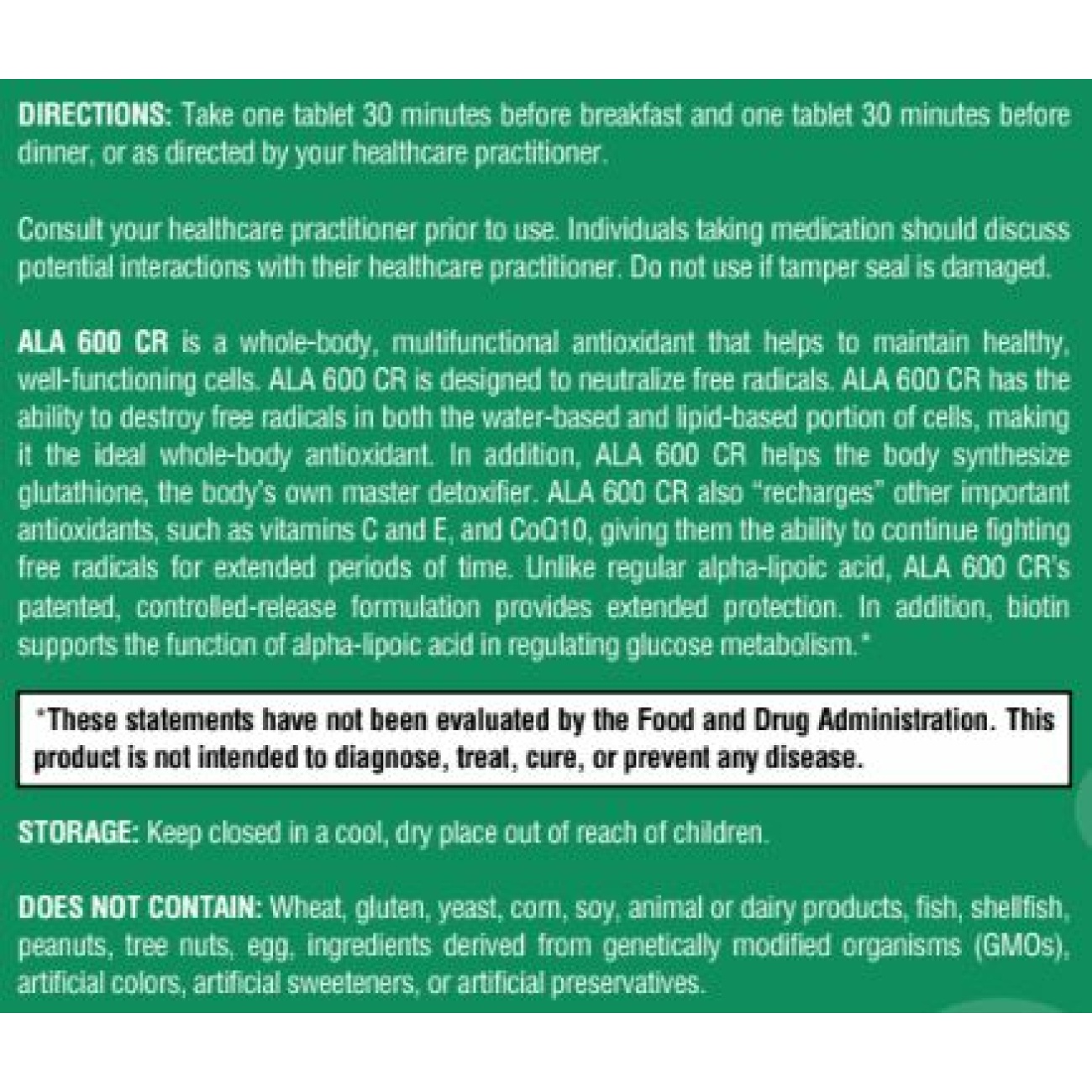 ALA 600 CR - 60 Tablets