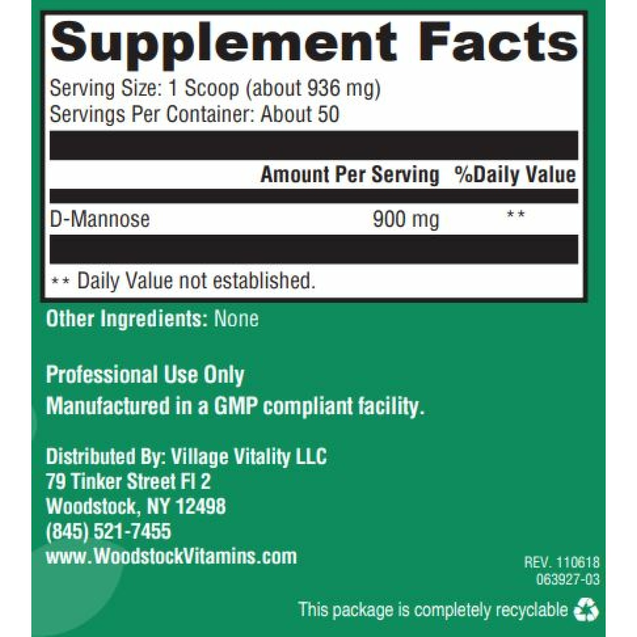 D-Mannose - 1.66 oz Powder