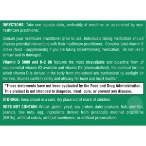 Vitamin D 5000 and K-2 90 - 120 Capsules