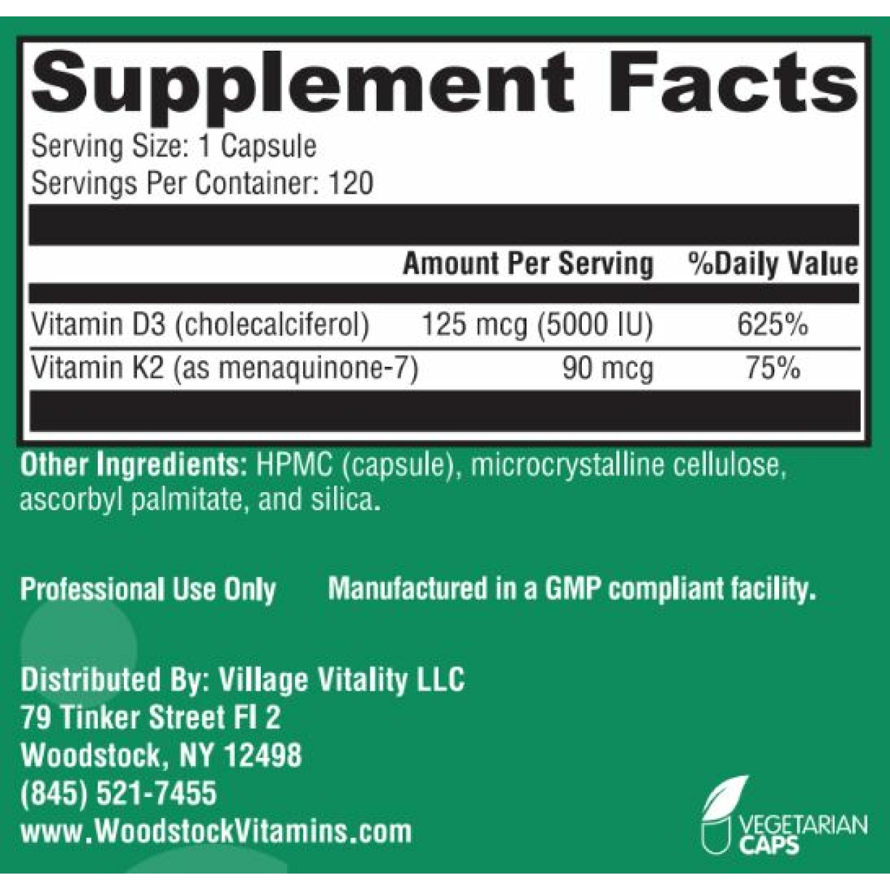 Vitamin D 5000 and K-2 90 - 120 Capsules