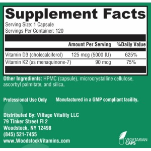 Vitamin D 5000 and K-2 90 - 120 Capsules