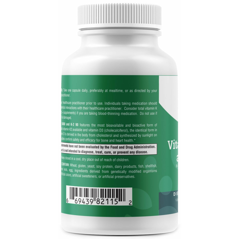 Vitamin D 5000 and K-2 90 - 120 Capsules
