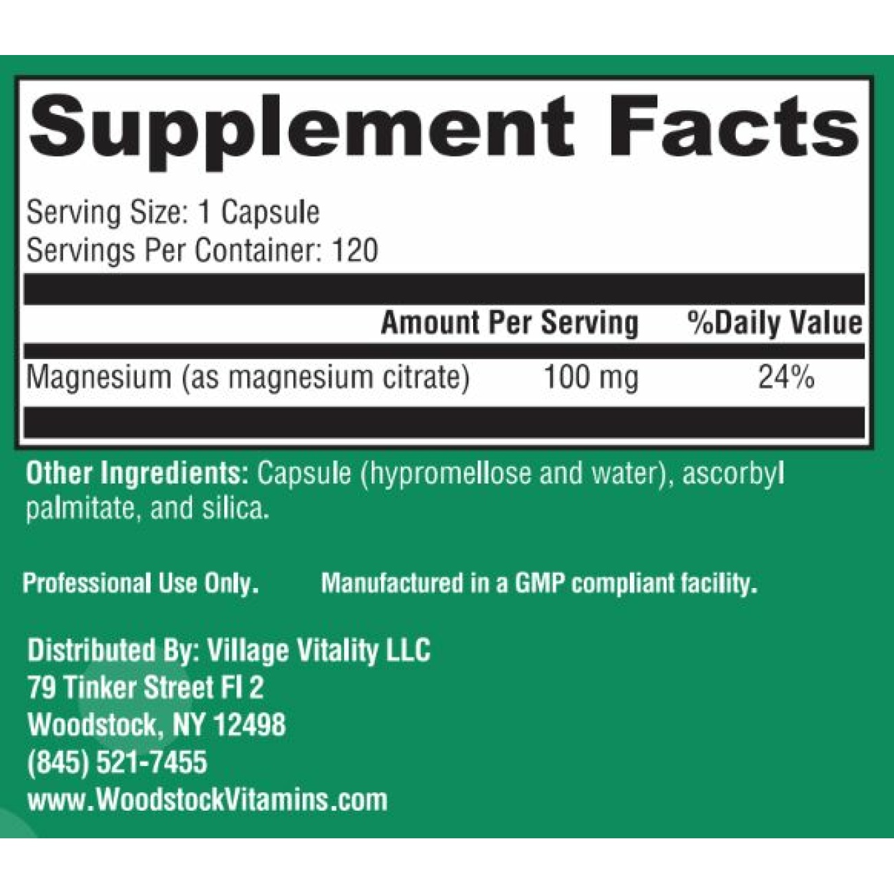 Magnesium Citrate - 120 Capsules