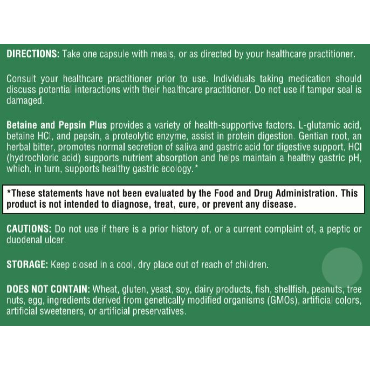 Betaine and Pepsin Plus - 90 Capsules