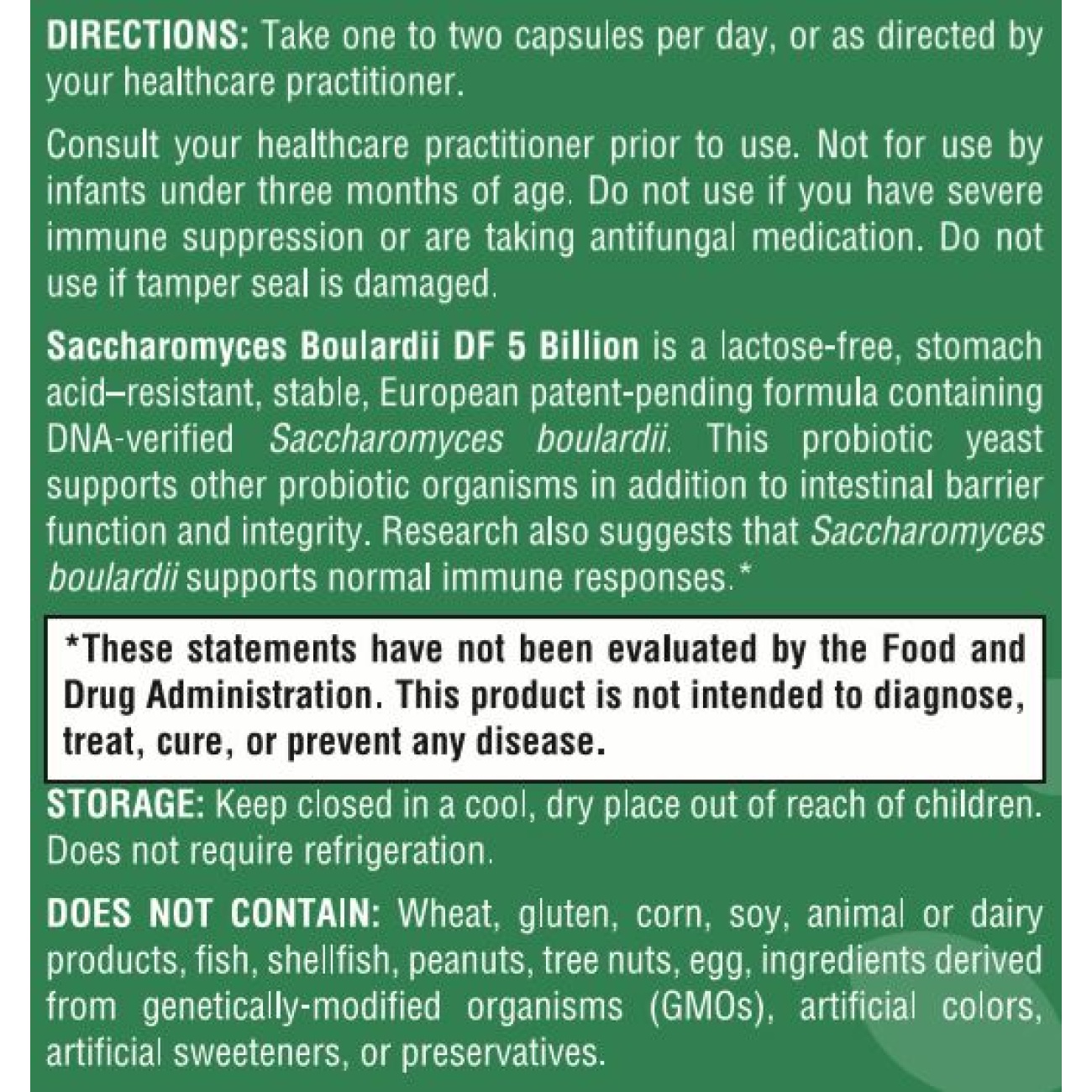 Saccharomyces Boulardii DF 5 Billion - 60 Capsules