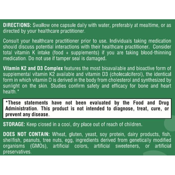 Vitamin K2 and D3 Complex - 60 Capsules