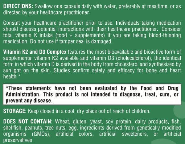 Vitamin K2 and D3 Complex - 60 Capsules