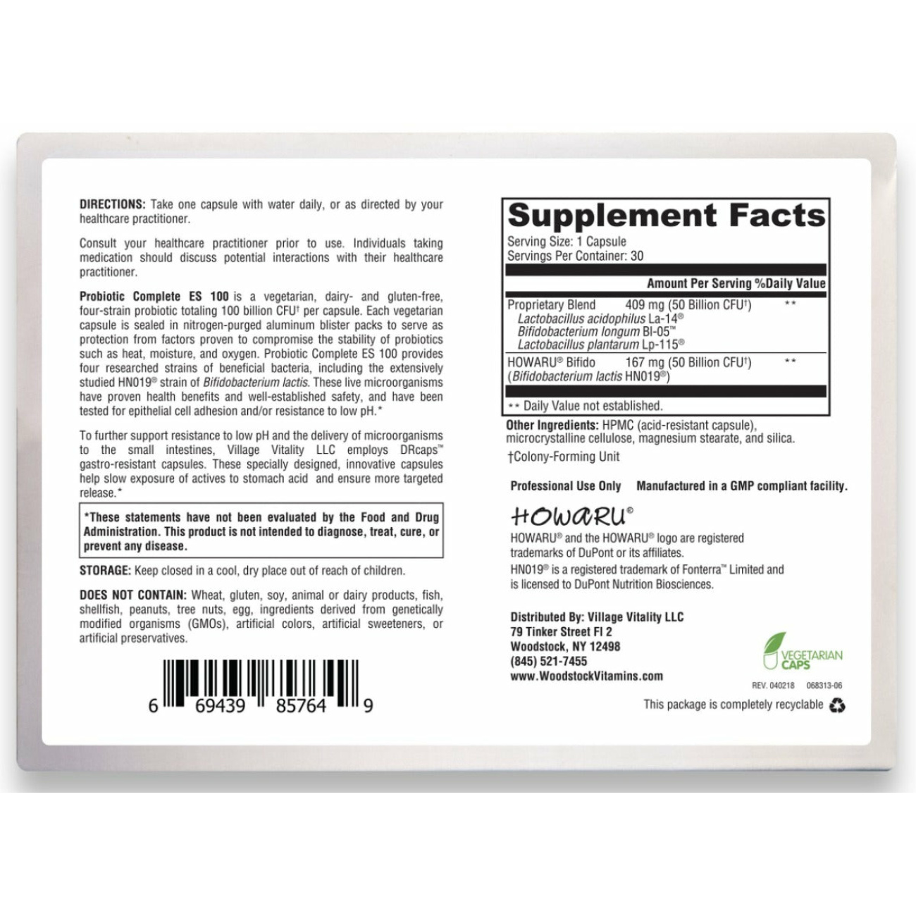 Probiotic Complete ES 100 - 30 Capsules
