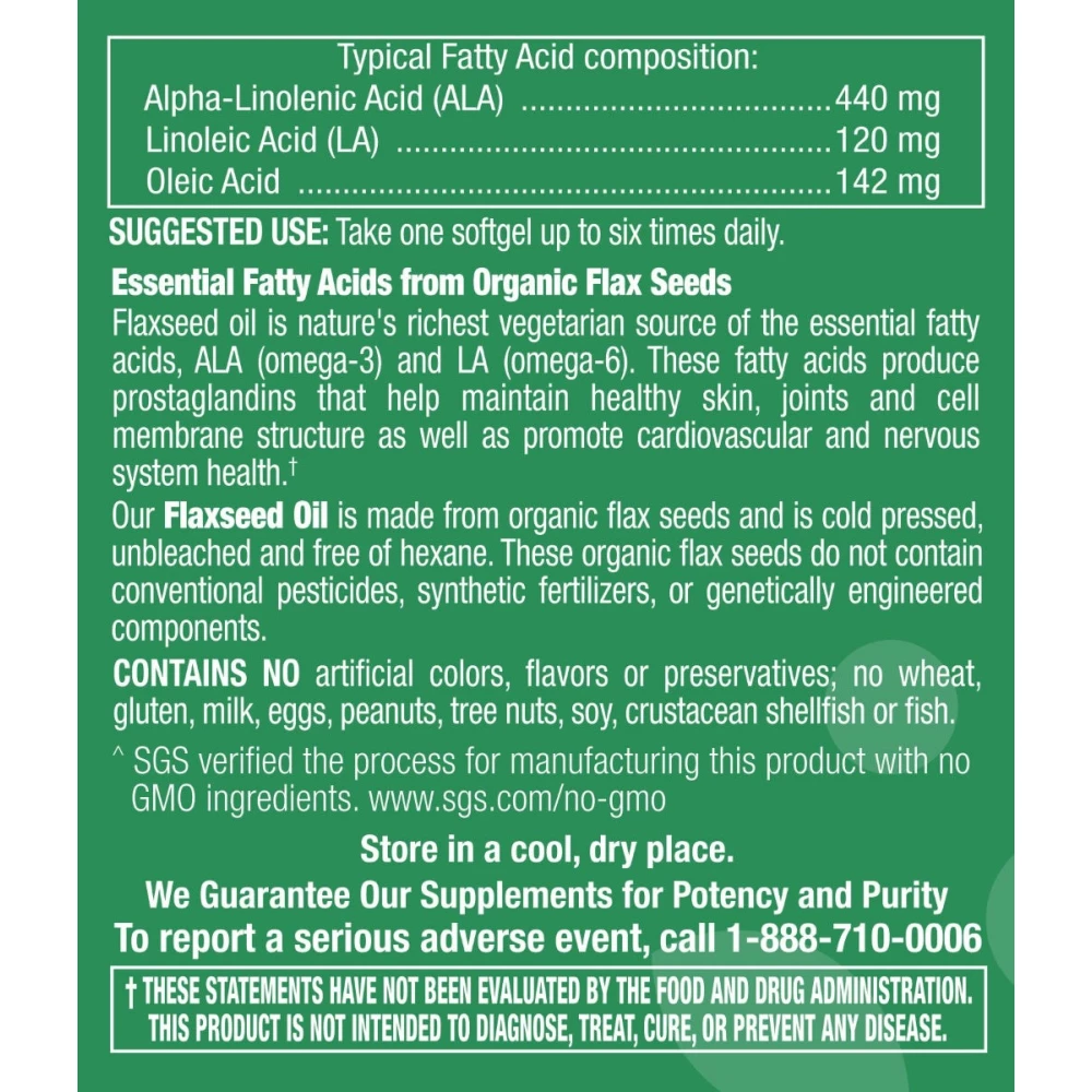 Flaxseed Oil 1,000mg - 90 Softgels