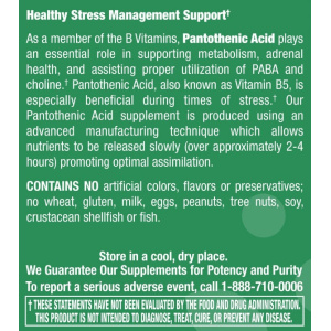 Pantothenic Acid 500 mg PR - 60 Tablets