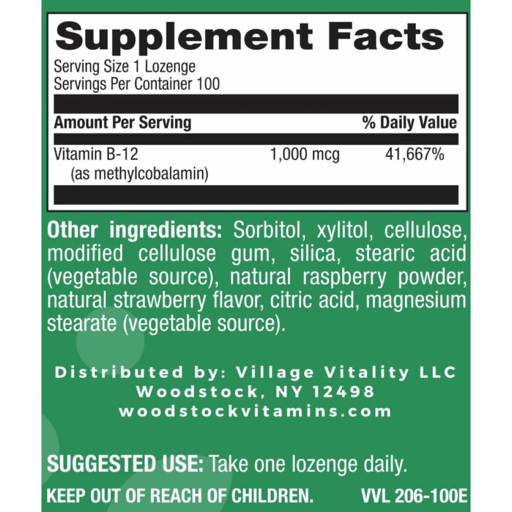 Methyl B12 1,000 mcg Natural Berry Flavor - 100 Lozenges