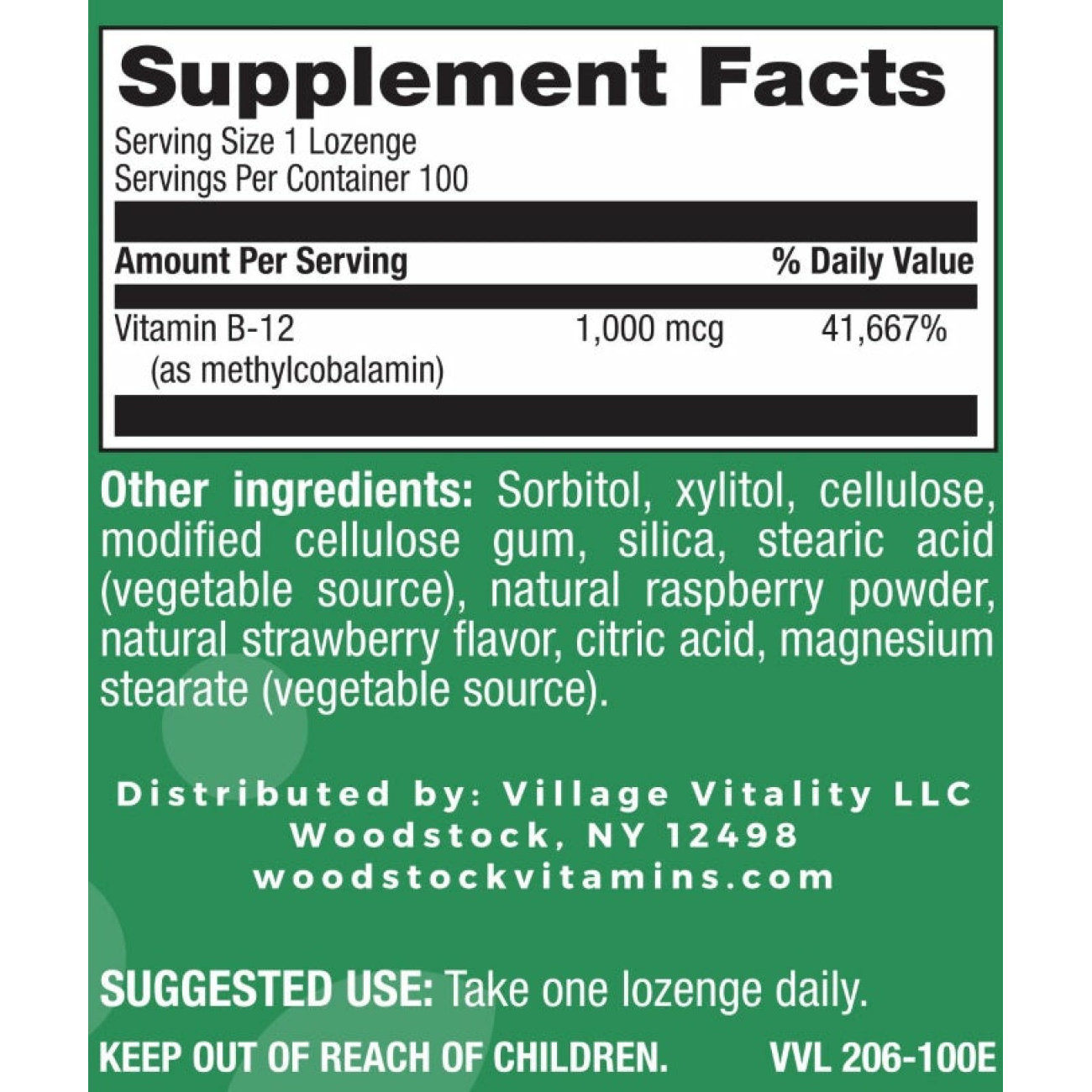 Methyl B12 1,000 mcg Natural Berry Flavor - 100 Lozenges