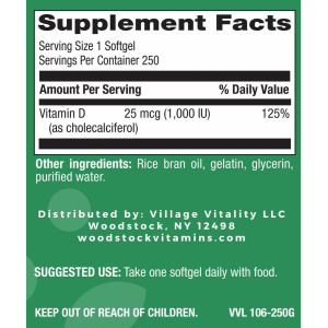 Vitamin D 1,000 I.U. - 250 Softgels