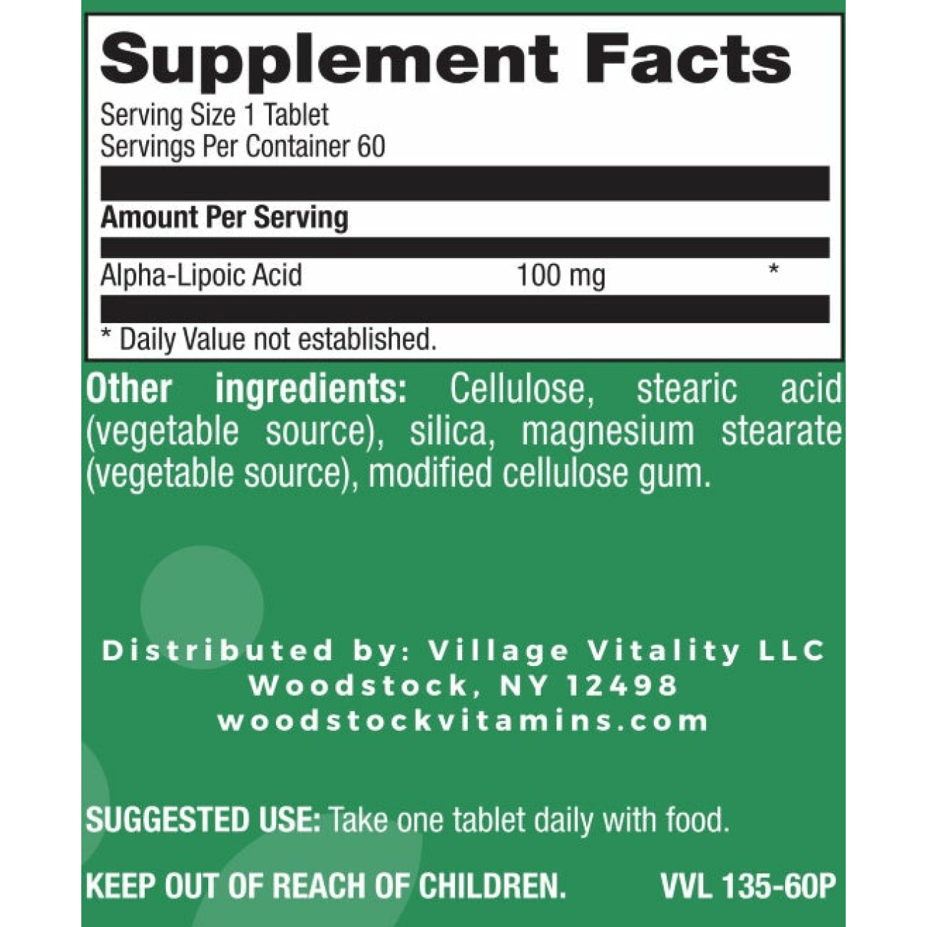 Alpha-Lipoic Acid 100mg - 60 Tablets