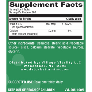 B-12 1,000 mcg PR - 100 Tablets