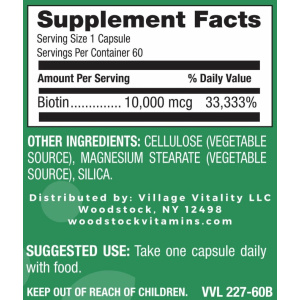 Biotin 10,000 mcg - 60 Capsules
