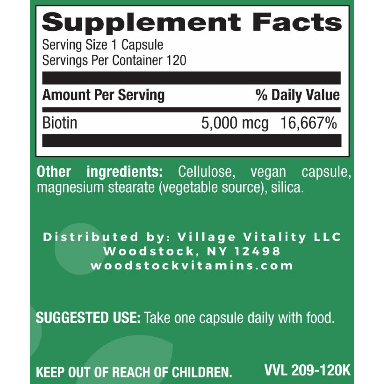 Biotin 5,000 mcg - 120 Capsules